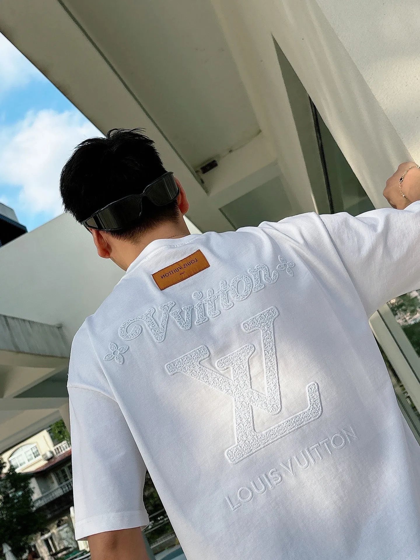Louis Vuitton/Louis Vuitton 26ss woven letter embroidered short sleeves